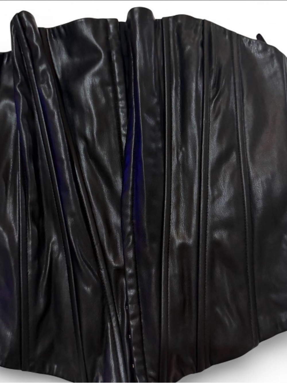 Zara Black Faux Leather Corset Top